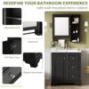 Bathroom Vanity With Sink, Modern Elegant Bathroom Storage Cabinet With 3 Drawers And Adjustable Shelves, Freestanding Vanity Set With Mirror Cabinet, Single Sink Bathroom Vanity - Black - Image 5