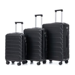 Set 3 Pieces 20" / 24" / 28" Abs Spinner Wheel Luggage, Matching Color, With Combination Lock - Black