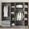 6 Door Wardrobe With Shelves And Drawers - Gray - Image 14