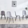 (Set of 4) Fabric Back And Metal Combined Spoon Chairs Perfectly Matching Minimalist And Scandinavian Style Homes - Gray / Black - Image 5