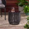 Arias - Boho Side Table With Tempered Glass Top And Rattan Wrap - Black - Image 5