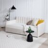 Flora - Twin Upholstered Daybed With 2 Drawers Ribbed Tufted Backrest in Lavish Modern Design - Ivory - Image 5