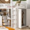 Twin Size Loft Bed With Drawers, Desk, And Wardrobe - White - Image 18