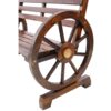 Rustic Country 2 Person Wooden Wagon Wheel Bench With Slatted Seat And Backrest - Brown - Image 8