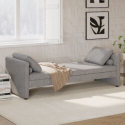 Modern Upholstered Chaise Lounger Daybed With Pillows Small Single Daybed, No Mattress Needed, Perfect For Living Rooms & Home Office, Linen Fabric - Gray