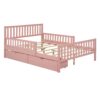 Full Size Platform Bed With Guardrails On Both Sides And 2 Storage Drawers - Pink - Image 4
