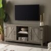 Farmhouse Barn Door TV Stand For TVs Up To 65" - Gray Wash - Image 4
