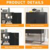 Heavy Duty Metal Buffet Sideboard Modern Steel Storage Cabinet With 2 Shelves, Free Standing Accent Cabinet With Magnetic Doors For Bedroom, Kitchen, And Home Office, Anti-Tip Design - Black - Image 6