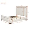Queen Size Upholstered Bed With Slats Support, No Box Spring Needed - Beige - Image 10