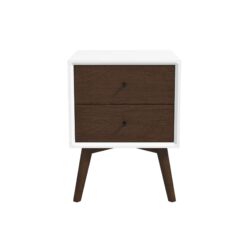 Caroline - Mid-Century Modern Style White Night Stand 2 Drawer - Dark Brown / White