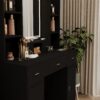 Newly Designed Smart Mirror Dressing Table With Drawers And Storage Cabinet, Dressing Table With Dressing Pad For Bedroom - Black - Image 3