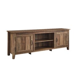 Modern Farmhouse 2 Door Grooved 70" TV Stand For 85" TVs - Rustic Oak