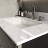 Elegant Bathroom Vanity Top With Undermount Sink - White Sintered Stone - Image 12