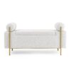 Elegant Upholstered Linen Storage Bench With Cylindrical Arms And Iron Legs - White - Image 9