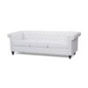 Chesterfield Style 3 Seater Sofa With Button Tufting And Nail Head Accents - White - Image 6