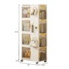 4 Tier Rolling Storage Bookcase With Wheels And Large Capacity Storage Bins - Cream - Image 3