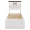 Twin Solid Pine Captain Bookcase Bed With Trundle Bed And 3 Spacious Under Bed Drawers In Casual - White / Walnut - Image 3