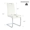 Modern Dining Chairs With Faux Leather Padded Seat And Chrome Metal Legs For Kitchen, Living, Bedroom, Dining Room - White / Silver - Image 3