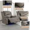 3 Seater Home Theater Recliner Manual Recliner Chair With A Led Light Strip Two Built-In Cup Holders For Living Room - Gray - Image 4