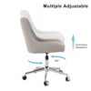 Modern Teddy Fleece Fabric Dining Chair With Chrome Legs, Soft And Comfortable - Gray - Image 7
