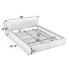 Queen Size Upholstered Platform Bed Frame With Curved Headboard - Beige - Image 3