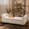 Glistening - Upholstered Storage Bench With Rolled Arms And Wood Legs - Beige - Image 10