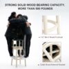 26'' Leather Wooden Bar Stool - Cream - Image 2