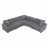 Convertible L Shaped Sectional Corner Couch With Armrest Storage Cup Holders USB Charger, Irregular Corner Oversized Comfy Modular Sofa - Gray - Image 2