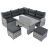 Outdoor Furniture Set Patio Rattan Furniture Set With An Adjustable Table, Recliners With Extendable Side Tables, And 2 Ottomans For Patio, Lawn, Backyard, Pool - Gray - Image 22