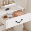 Modern Mini Dressing Table With Led-Lit Mirror & Hidden Storage, Adjustable Brightness Vanity Desk - White - Image 7