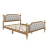 Full Size Traditional Style Solid Bed Frame With Upholstered Tufted Headboard, No Box Spring Needed - Antique Walnut - Image 5