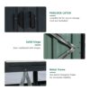 Garbage Bin Shed Stores 3 Trash Cans Metal Outdoor Bin Shed For Garbage Storage, Stainless Galvanized Steel, Bin Shed For Garden Yard Lawn W540S00009 - Charcoal - Image 4