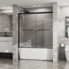 Double Sliding Bathtub Shower Door With Sgcc Clear Tempered Glass - Matte Black - Image 4