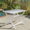 Blissique - Outdoor Foldable Wood Dining Table With Slat Design - White - Image 2