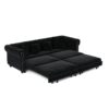 3 In 1 Pull Out Sofa Bed, Convertible Sleeper Sofa Bed, King Size Sofa Bed, Chaise Lounge, Velvet T3 Seater Sofa With Movable Ottoman, Tufted Design - Black - Image 23