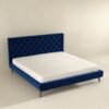 Dillon - Velvet Platform Bed King Size - Blue - Image 3