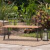 Outdoor Bench With Powder Coated Iron Frame - Teak - Image 4