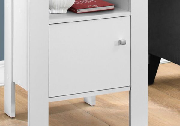 Accent Nightstand Side Table, Storage, Transitional - White