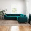 Amber - Velvet Corner Sectional Sofa - Teal - Image 15