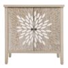 2 Door Carved Storage Cabinet With Adjustable Shelf, Accent Furniture For Living Room, Hallway, Kitchen - Natural - Image 2