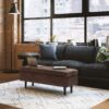 Shay - Mid Century Rectangular Storage Ottoman - Distressed Chestnut Brown - Image 6