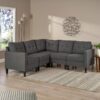 5 Piece Upholstered Sectional - Dark Gray - Image 2
