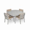 Outdoor Dinning Set 4 Person Outdoor Wooden Dinning Set With An Umbrella Hole And Removable Cushions For Patio, Backyard, Garden - Antique Gray - Image 8
