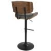 Lombardi - Mid-Century Modern Adjustable Barstool With Swivel With Straight T Footrest (Set of 3) - Black / Walnut / Gray - Image 4