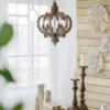 Farmhouse Chandelier, 6 Light Wood Chandelier Pendant Light Fixture With Adjustable Chain For Dining Room Living Room Entryway, Bulb Not Included - Beige Brown - Image 3