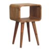Mini Curved Open Bedside Table - Brown Oak - Image 2