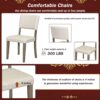 5 Piece Retro Round Dining Table Set With Curved Trestle Style Table Legs And 4 Upholstered Chairs For Dining Room - Taupe - Image 7
