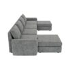 Chenille Modular Sectional Sofa, U Shaped Reversible Couch, Free Combination, 6 Seat Sleeper Sofa Bed With Ottoman, Convertible Oversized Indoor Furniture - Gray - Image 6