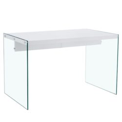 Elegant And Clear Tempered Glass Coffee Table With Storage - White