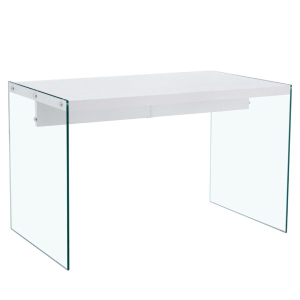 Elegant And Clear Tempered Glass Coffee Table With Storage - White
